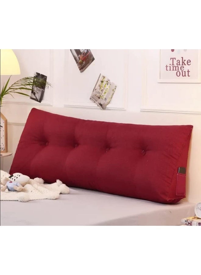 Large Bolster Triangular Backrest Positioning Support Pillow (Deep Red)