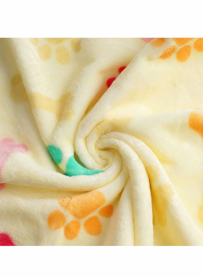 Puppy Blanket, Kitten Blankets, 1 Pack 3 Blankets for Dogs, Super Soft Fluffy Premium Fleece Pet Blanket Flannel Throw for Dog Puppy Cat Bone Paw, Light Yellow, Kitten Puppy Small Animals Towel