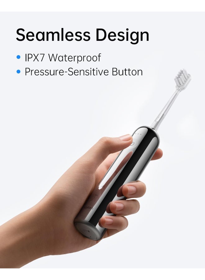 Wave Electric Toothbrush, Oscillation And Vibration Sonic for Adults with 3 Brush Heads, IPX7 Waterproof Magnetic Rechargeable Travel Powered - Stainless Steel