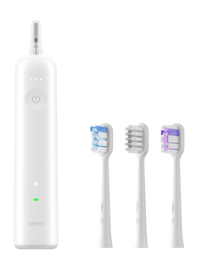 Wave Electric Toothbrush, Oscillation And Vibration Sonic for Adults with 3 Brush Heads, IPX7 Waterproof Magnetic Rechargeable Travel Powered - ABS White