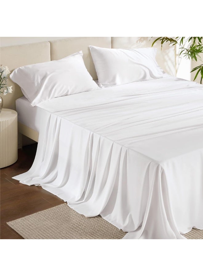 King Size Sheet Set, Cooling Sheets King, Rayon Derived from Bamboo, Deep Pocket Up to 16