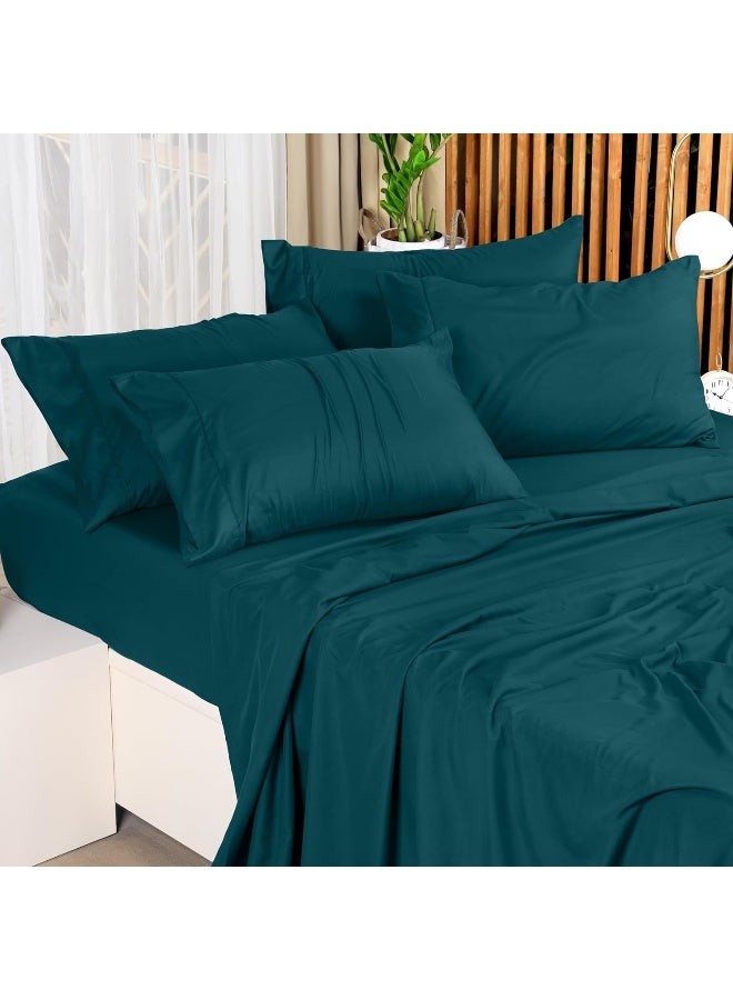 King Bed Sheets Set - 4 Piece Bedding - Brushed Microfiber - Shrinkage and Fade Resistant - Easy Care (King, Teal)