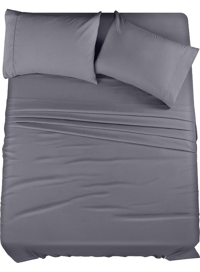 4-Piece Queen Bed Sheet Set (Grey)