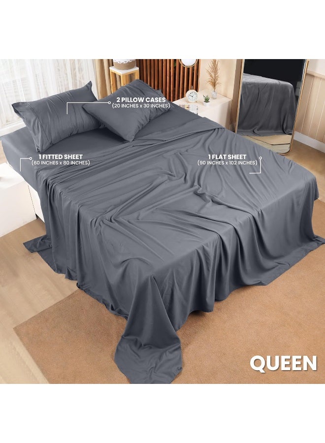 4-Piece Queen Bed Sheet Set (Grey)