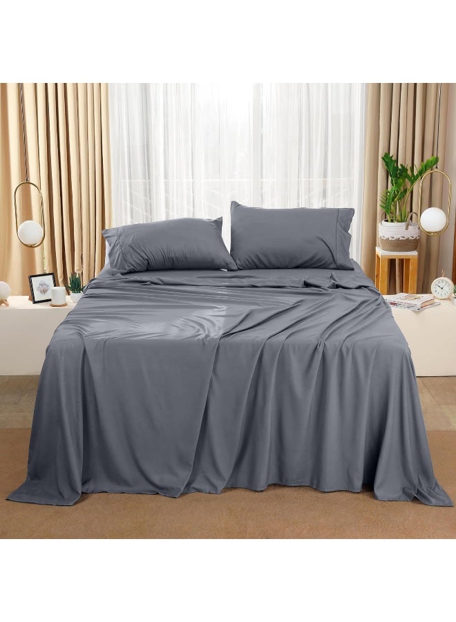 4-Piece Queen Bed Sheet Set (Grey)