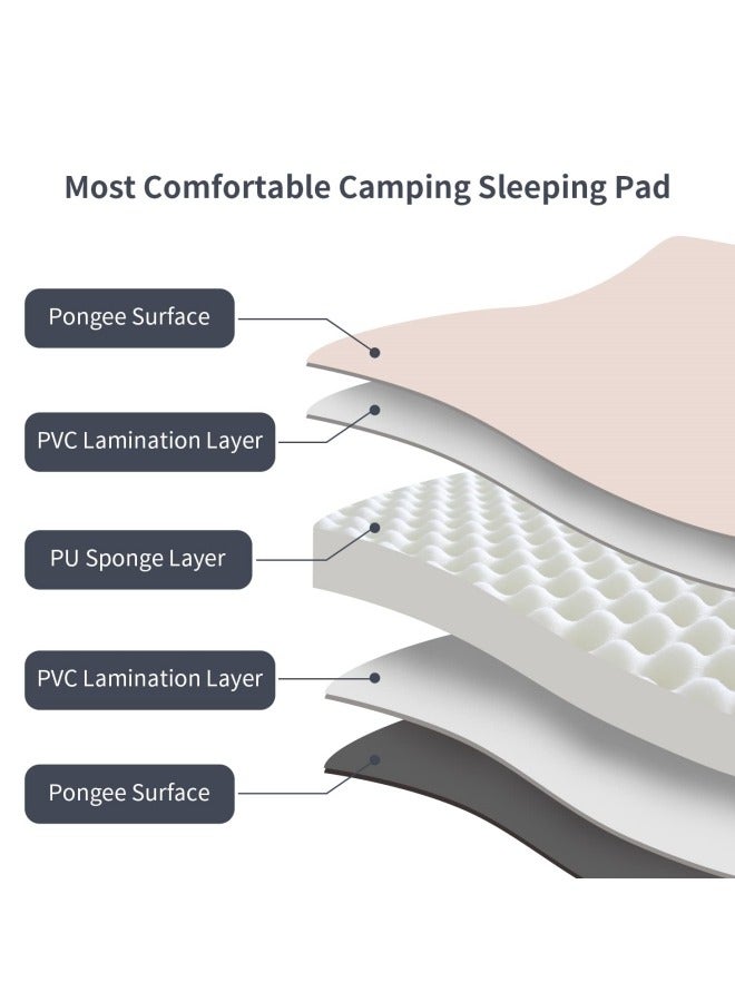 Sleeping Pad for Camping Built-in Pump Self Inflation Air Mattress with Pillow for 2 Person 75.6’’*52’’ Full-Size 1.5 Inch Thickness with Carry Bag