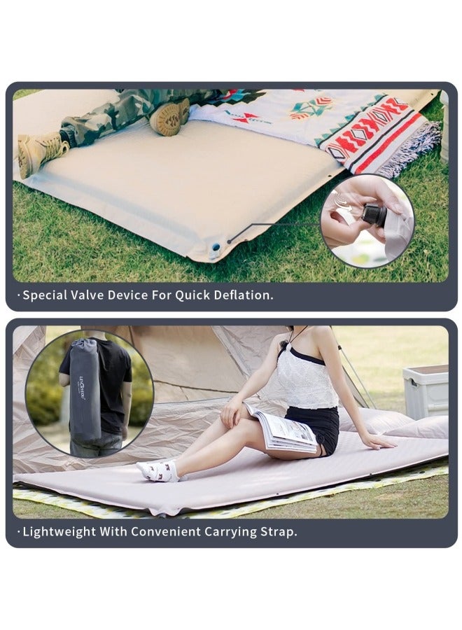 Sleeping Pad for Camping Built-in Pump Self Inflation Air Mattress with Pillow for 2 Person 75.6’’*52’’ Full-Size 1.5 Inch Thickness with Carry Bag