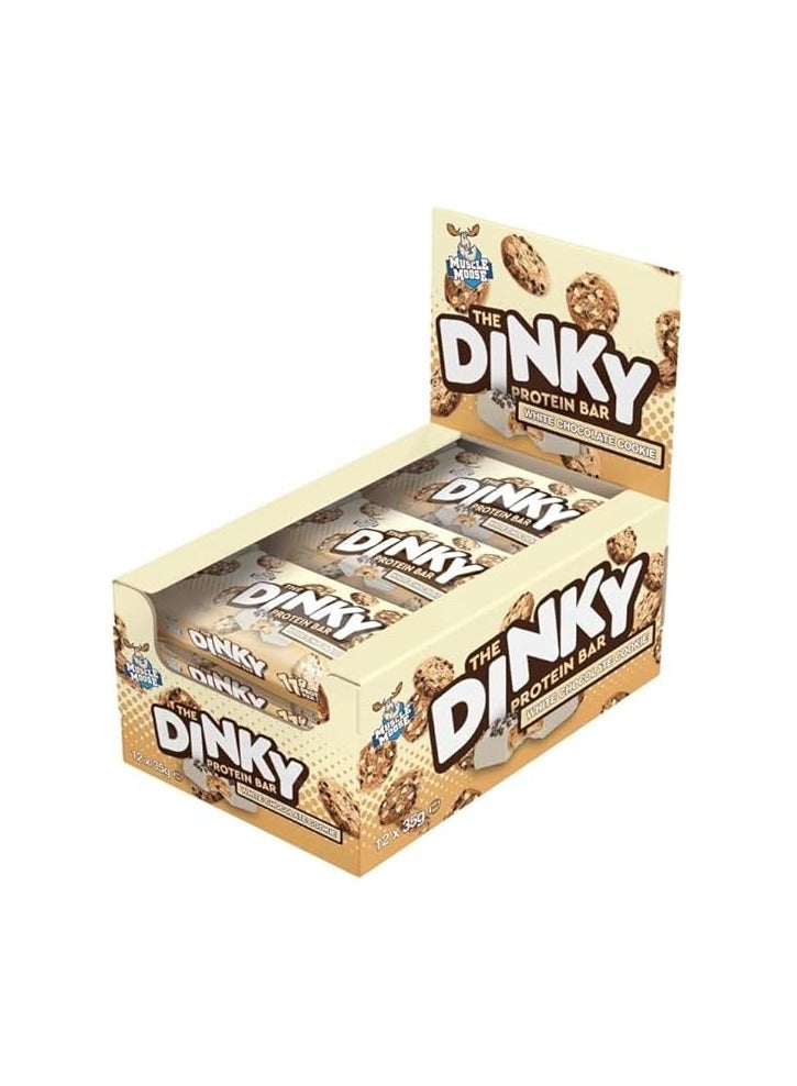 Muscle Moose Dinky Low Sugar Protein Bar, 11g Protein (PACK OF 12, WHITE CHOCOLATE COOKIE)