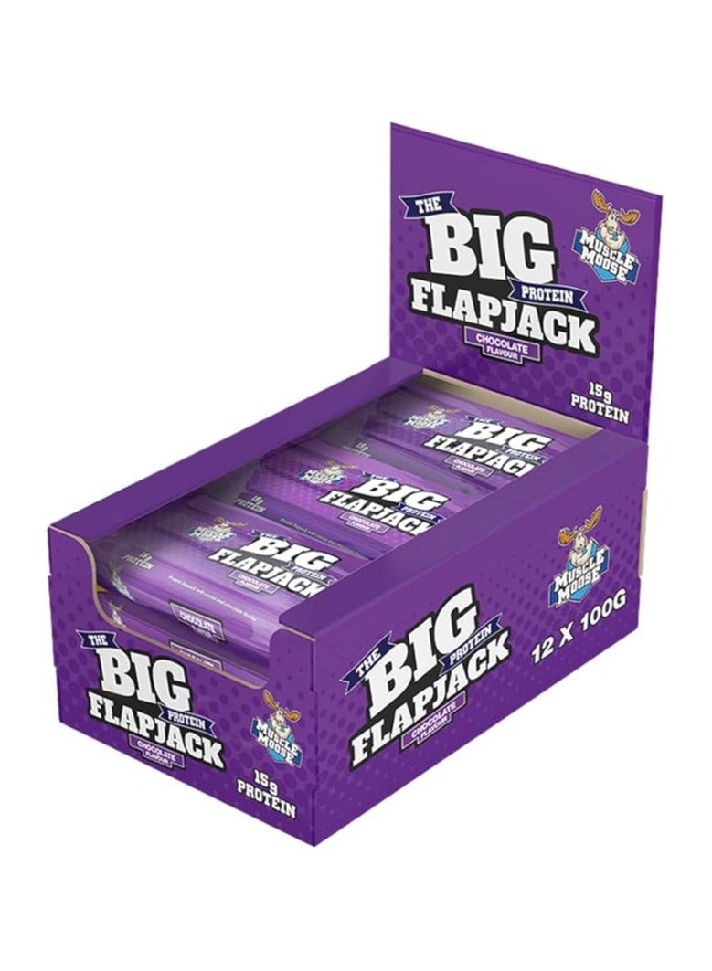 Muscle Moose Big Protein Flapjack 15g Protein (PACK OF 12, CHOCOLATE)