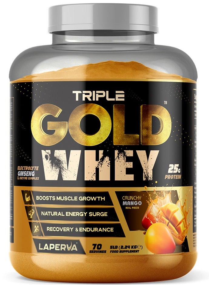 Triple Gold Whey Boost Muscle Growth Recovery & Endurance Crunch Mango 5 LB