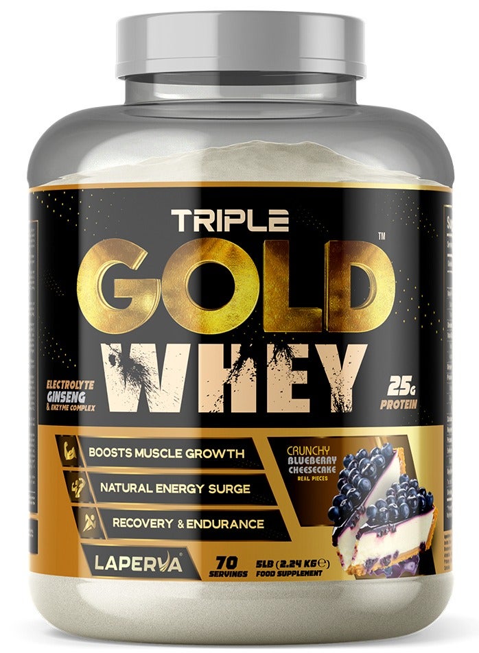 Triple Gold Whey Boost Muscle Growth Recovery & Endurance Crunch  Blueberry Cheesecake 5 LB