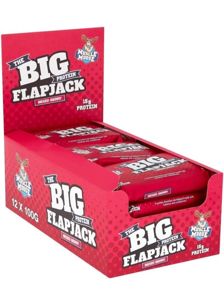 Muscle Moose Big Protein Flapjack 15g Protein (PACK OF 12, MIXED BERRY)