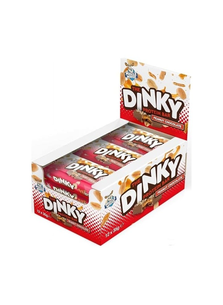 Muscle Moose Dinky Low Sugar Protein Bar, 11g Protein (PACK OF 12, PEANUT CHOCOLATE)