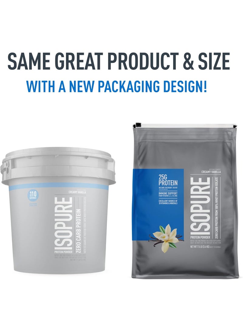 Isopure Zero Carb Protein Creamy Vanilla, 7.5 LB 25 Grams Protein Per Scoop