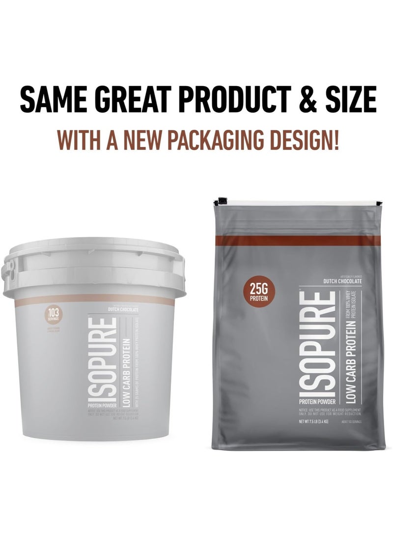 Isopure Zero Carb Protein Dutch Chocolate 7.5 LB 25 Grams Protein Per Scoop