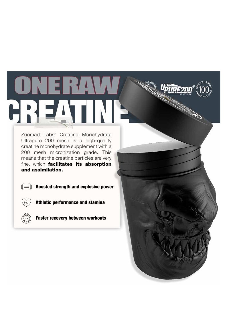 Zoomad Labs One Raw Creatine - Ultrapure Micronized Creatine Monohydrate 200 Mesh for Energy and Muscle Recovery, Wild Berries, 300g, 100 Servings