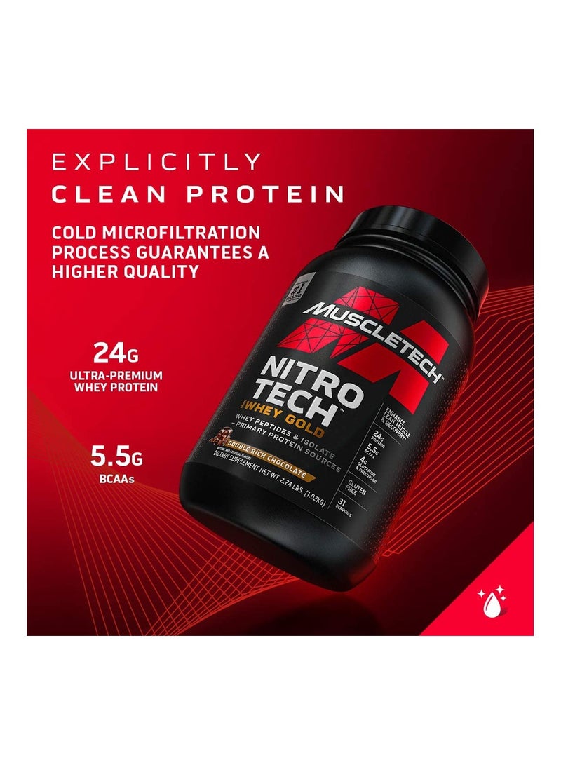 Nitro-Tech Whey Gold Protein Powder-Whey Protein Isolate Smoothie Mix Powder for Women And Men-Strawberry - 28 Serving