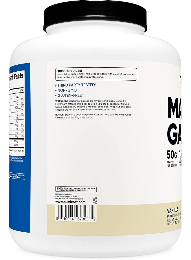 Mass Gainer Supplement Vanilla Flavor, 64 Lbs, 50 Grams Protein And 240 Grams Carbohydrates Per Serving - Non-Gmo And Gluten Free