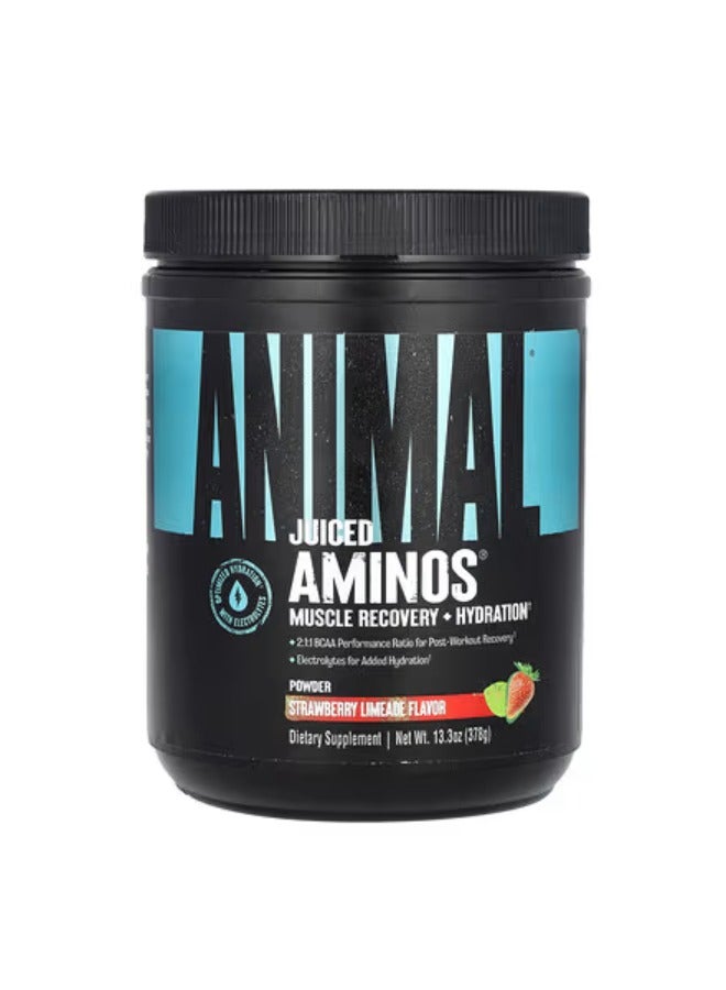 Animal Juiced Amino Acids - BCAA/EAA Matrix Plus Hydration with Electrolytes and Sea Salt, Anytime Recovery and Improved Performance, Strawberry Limeade Flavor - 30 Servings