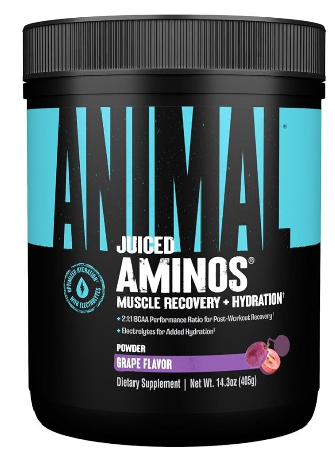 Animal Juiced Amino Acids - BCAA/EAA Matrix Plus Hydration with Electrolytes and Sea Salt Anytime Recovery and Improved Performance, Grape Flavor - 30 Servings