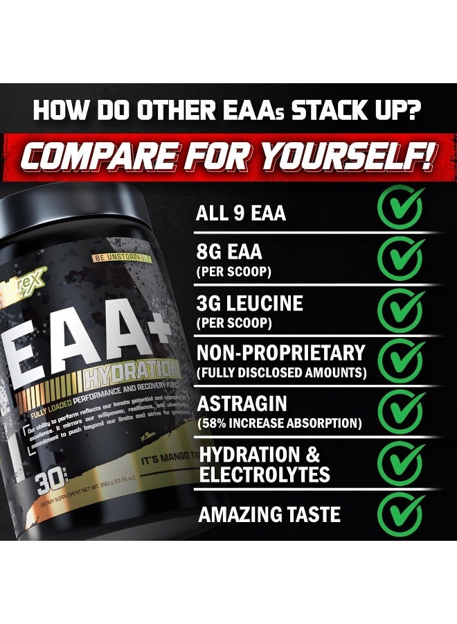 Eaa Hydration + Bcaa Powder Muscle Recovery Strength 8G Essential Amino Acids + Electrolytes 30 Servings Fruit Punch