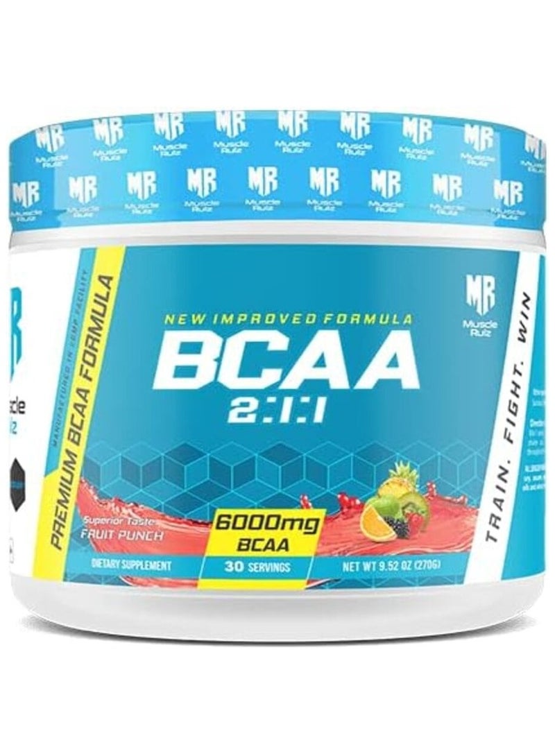 Musclerulz, BCAA, 270g, Fruit Punch, 30 SV