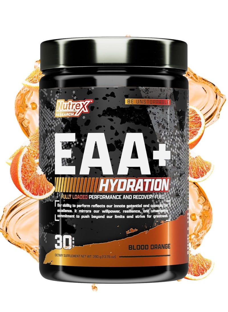 Nutrex Research - EAA+ Hydration Powder, Muscle Recovery & Endurance, 8G Essential Amino Acids + Electrolytes, Blood Orange Flavor, 30 Servings