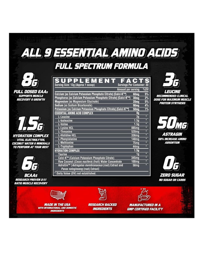 Nutrex Research - EAA+ Hydration Powder, Muscle Recovery & Endurance, 8G Essential Amino Acids + Electrolytes, Blood Orange Flavor, 30 Servings