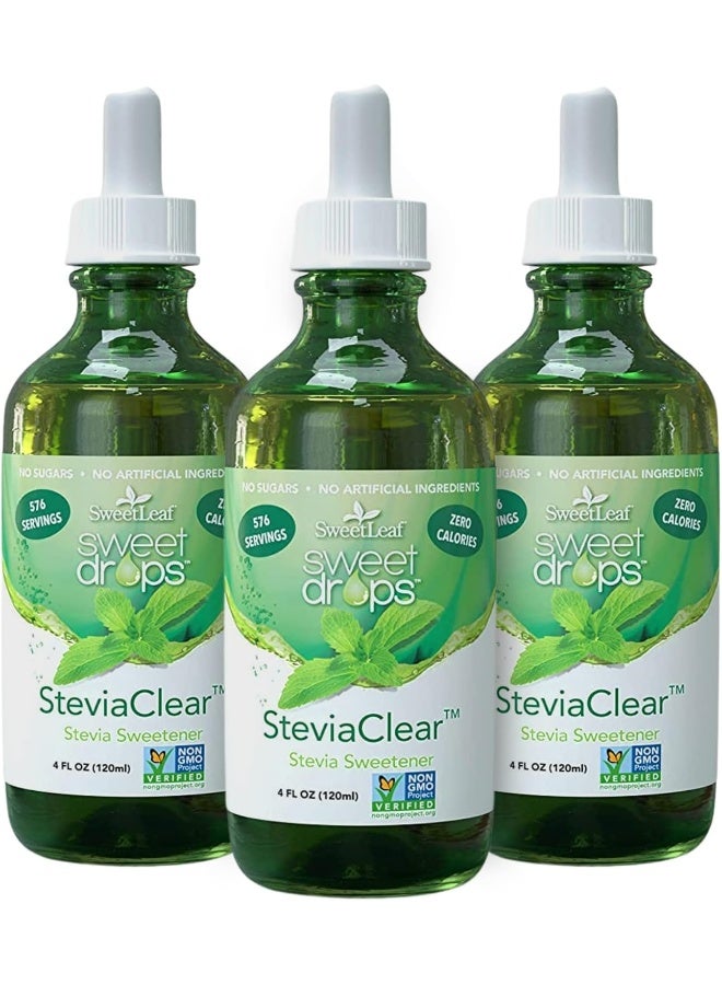 Sweet Drops Stevia Clear Liquid Stevia Sweetener Liquid Stevia Drops Stevia Liquid Sweetener Zero Calories Zero Sugar Non-Gmo Gluten-Free Keto Friendly 4 Fl Oz Pack Of 3