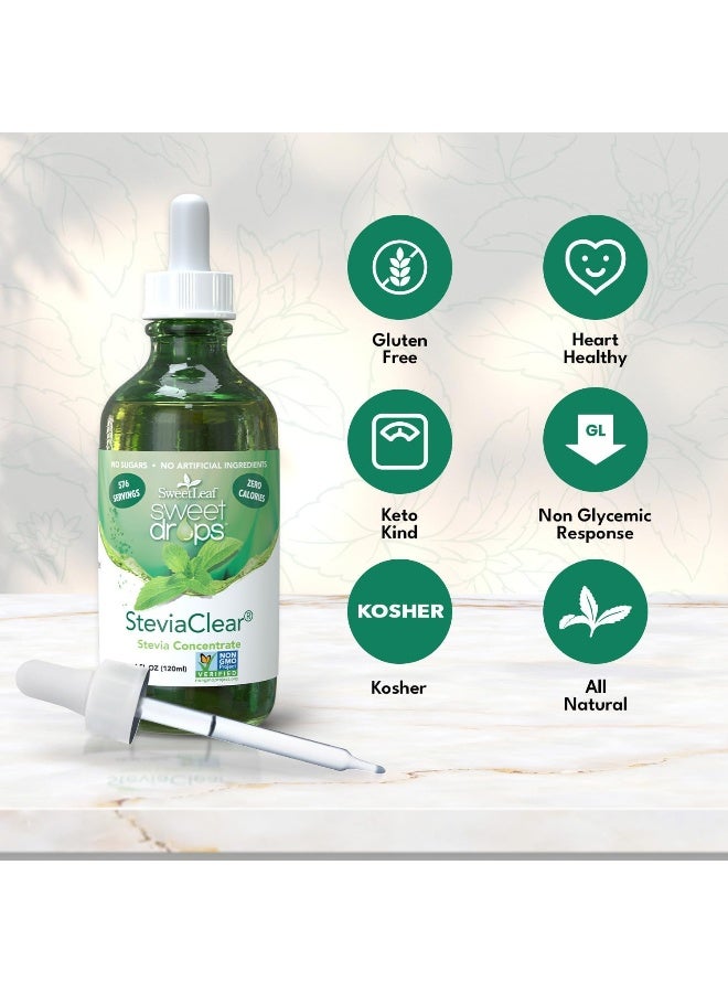 Sweet Drops Stevia Clear Liquid Stevia Sweetener Liquid Stevia Drops Stevia Liquid Sweetener Zero Calories Zero Sugar Non-Gmo Gluten-Free Keto Friendly 4 Fl Oz Pack Of 3