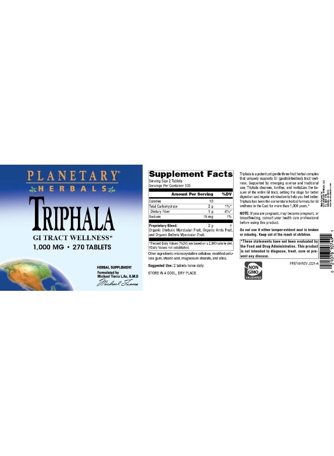 Triphala 270 Tabs 1000 Mg