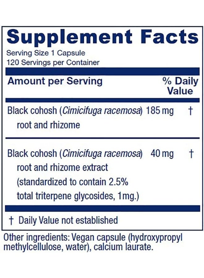 Black Cohosh Cimicifuga Extract Plus Vegan 120 Capsules