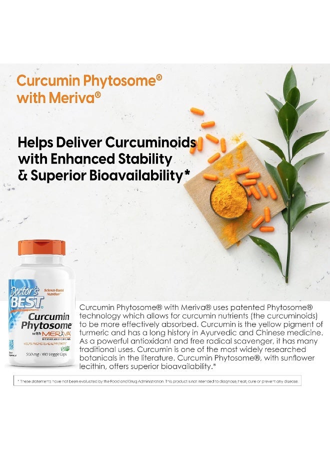 Curcumin Phytosome With Meriva Non-Gmo Vegan Gluten Free Soy Free Joint Support 500 Mg 180 Veggie Caps