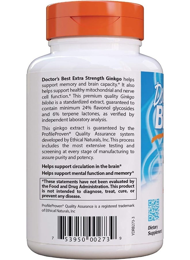 Extra Strength Ginkgo Non-Gmo Vegan Gluten Free Soy Free Promotes Mental Function And Memory 120 Mg 360 Count (Pack Of 1)