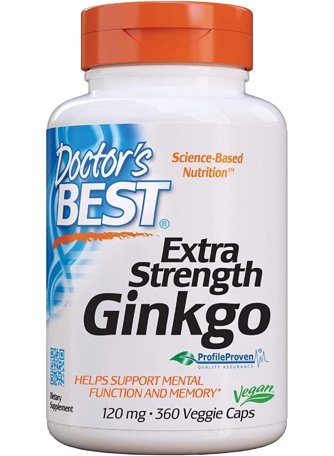 Extra Strength Ginkgo Non-Gmo Vegan Gluten Free Soy Free Promotes Mental Function And Memory 120 Mg 360 Count (Pack Of 1)