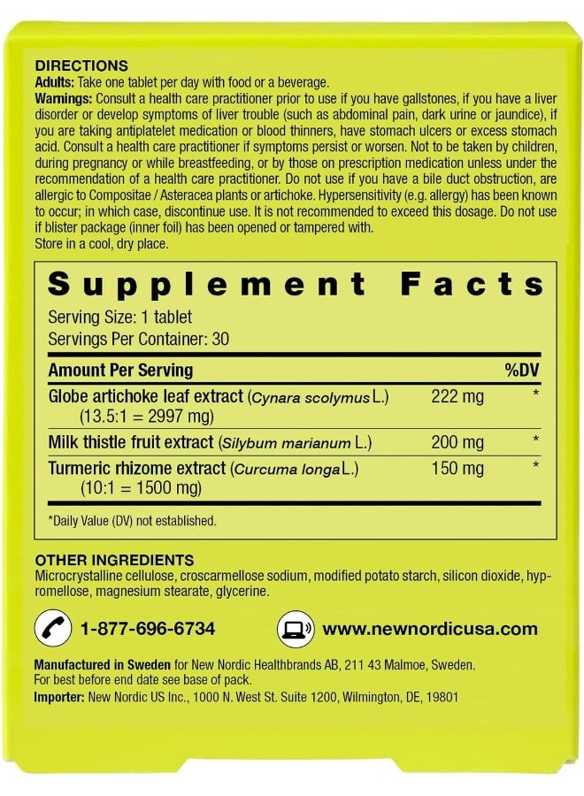 Active Liver 30 Tablets Daily Liver Detoxifier And Regenerator With Milk Thistle Extract Artichoke Extract And Turmeric
