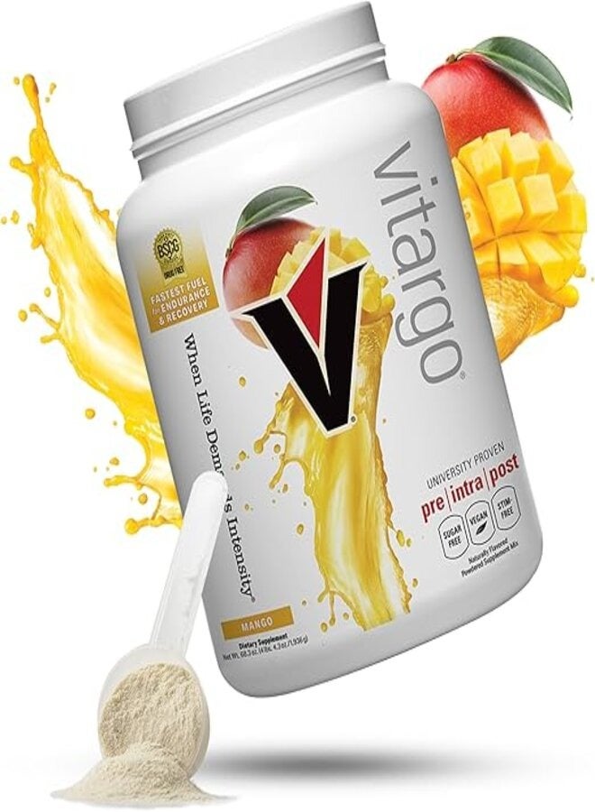 Carbohydrate Fuel for Athletic Performance, Before - During - After Workout, Vegan and Gluten Free Mango