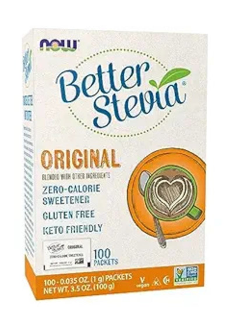 Now Foods, Organic Better Stevia, Zero-Calorie Sweetener, Original, 100 Packets, 3.5 oz (100 g)