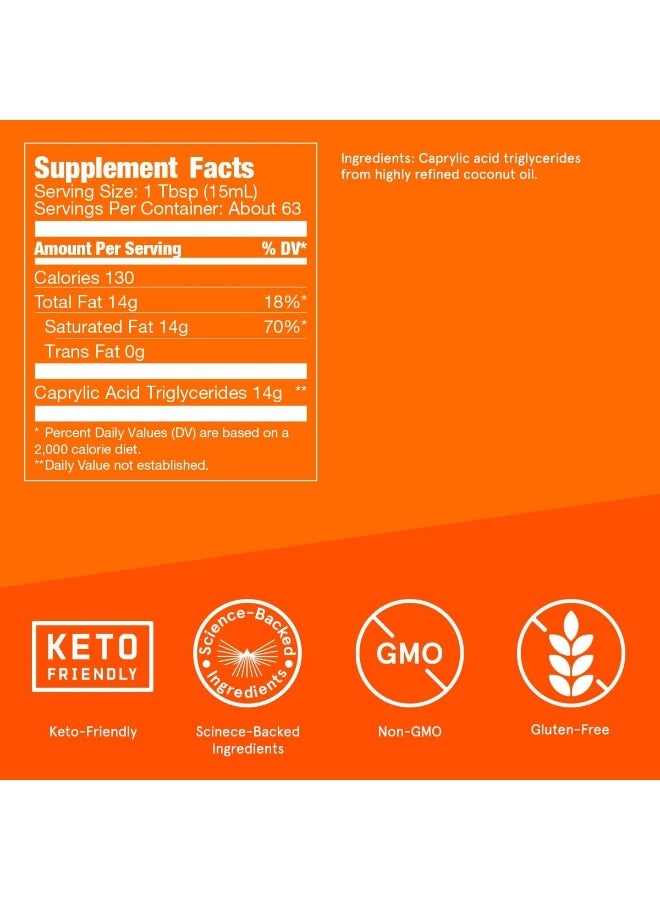 Brain Octane Mct Oil 32 Oz Perfect For Keto And Paleo Diet 100% Non-Gmo Premium C8 Oil