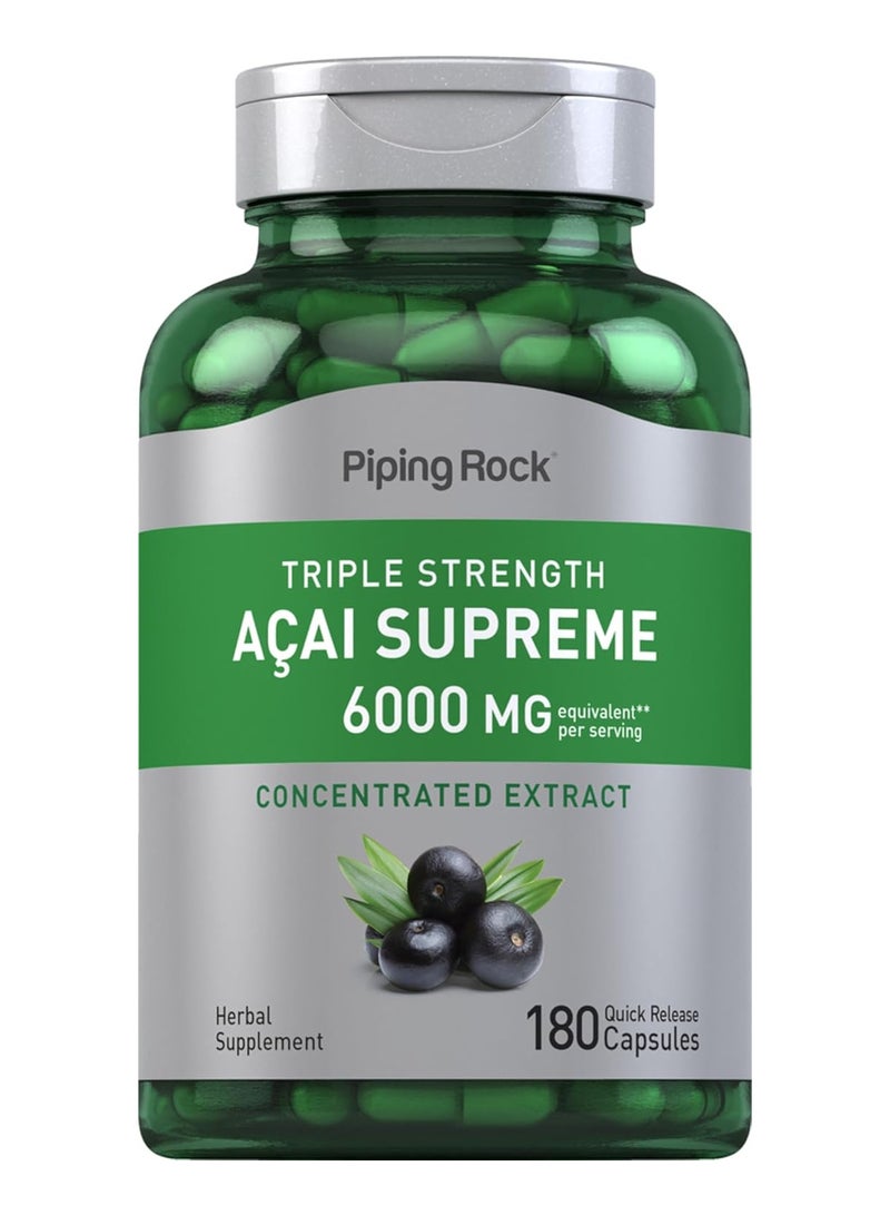 Acai Berry Capsules 6000mg | 180 Count | Triple Strength Supplement | Non-GMO, Gluten Free