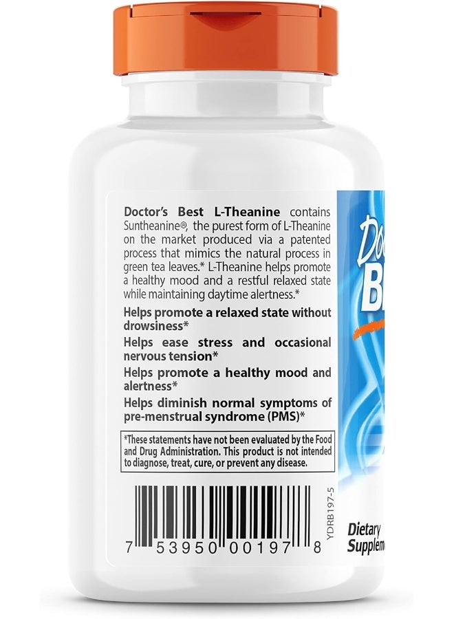 Doctor's Best L-Theanine Contains Suntheanine, Helps Reduce Stress & Sleep, Non-GMO, Gluten Free, Vegan, 150 mg (DRB-00197), 90 Count