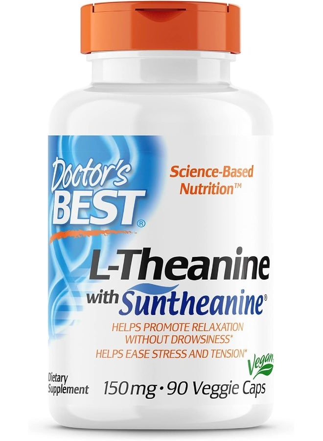 Doctor's Best L-Theanine Contains Suntheanine, Helps Reduce Stress & Sleep, Non-GMO, Gluten Free, Vegan, 150 mg (DRB-00197), 90 Count