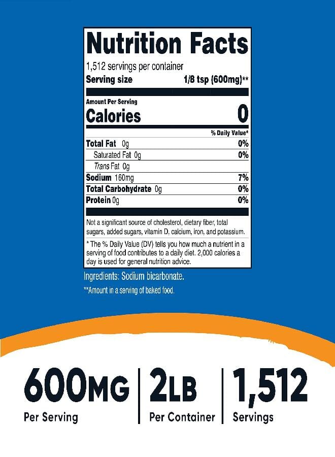 Nutricost Sodium Bicarbonate (2 LB) - 600mg Per Serving, Non-GMO, Gluten Free