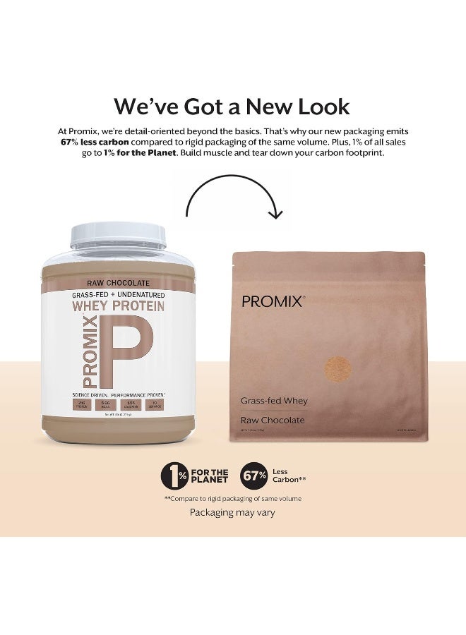 Whey Protein Powder Raw Chocolate 5Lb Bulk Grass-Fed & 100% All Natural Gluten-Free & Keto-Friendly