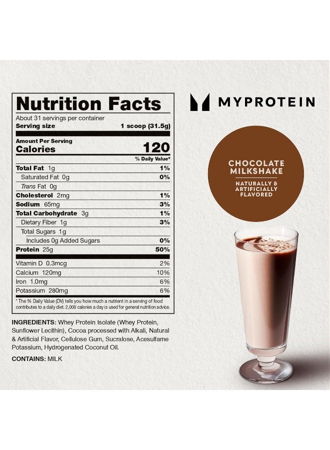 Myprotein Impact Whey Isolate Chocolate Smooth 2.2 Lbs.