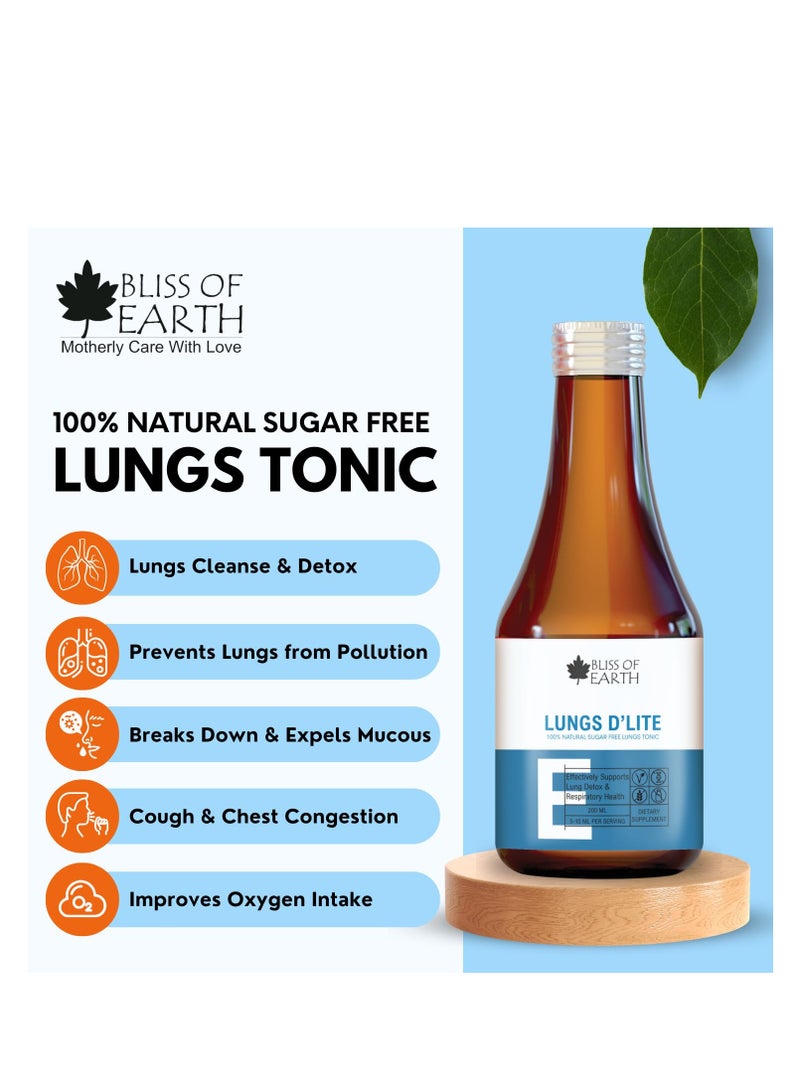 Natural Sugar Free Lungs Supplement For Tar Pollution Detox Healthy Lungs Cleanse and Detox Syrup 200 ml