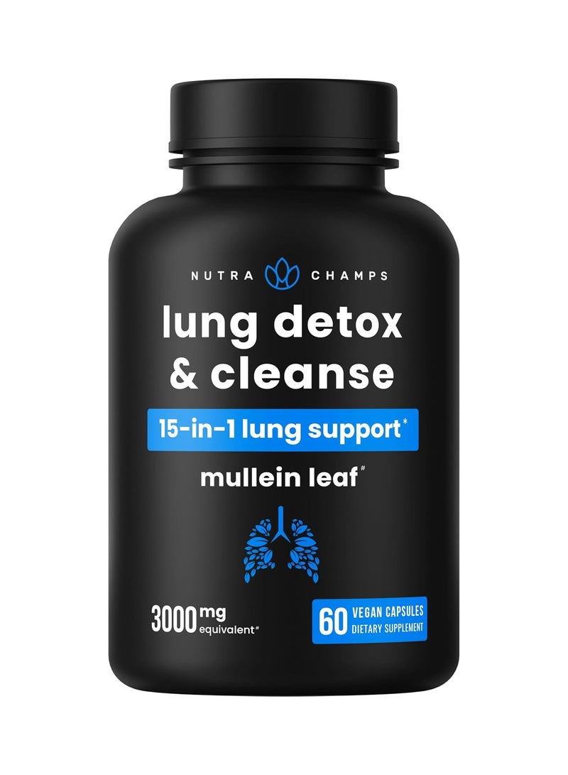 Lung Detox & Cleanse With 3000 mg Mullein Leaf Equivalent 60 Vegan Capsules