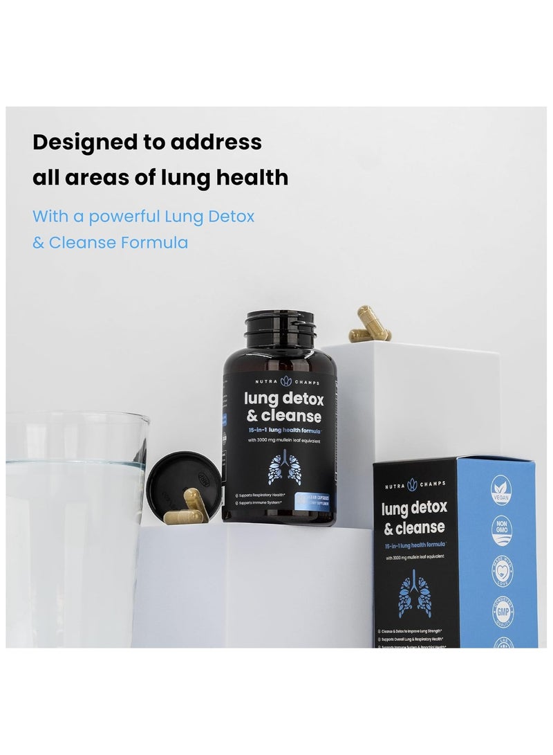 Lung Detox & Cleanse With 3000 mg Mullein Leaf Equivalent 60 Vegan Capsules