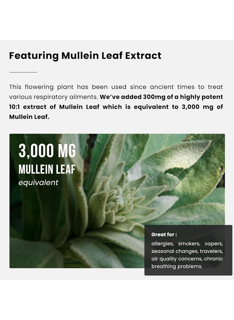 Lung Detox & Cleanse With 3000 mg Mullein Leaf Equivalent 60 Vegan Capsules