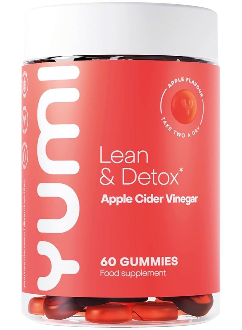 Apple Cider Vinegar Gummies with The Mother x 60-1000mg | Natural Detox Cleanse | Unfiltered ACV | Vegan & Gluten-Free | Vitamin B-12 & Folic Acid | Apple Flavour